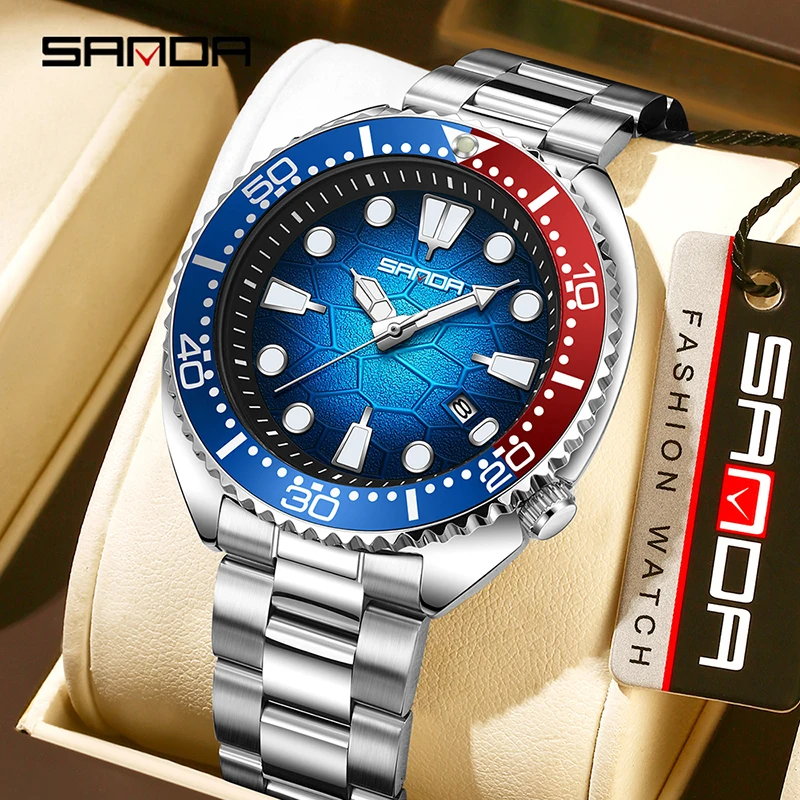 Smartwatch Casual Watches For Men - นาฬิกาควอตซ์ผู้ชาย SANDA Classic Business พร้อมปฏิทินเรืองแสง กันน้ำ