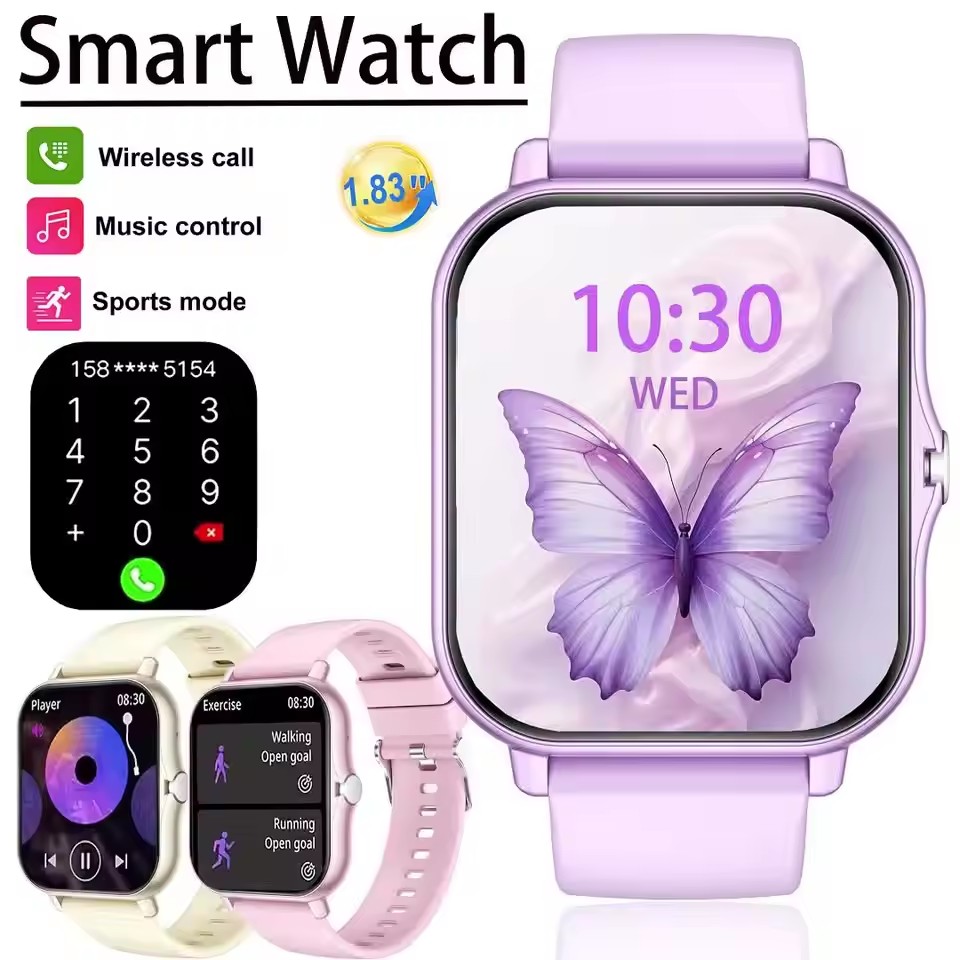 Smartwatch Latest Watches For Men - สมาร์ทวอทช์กีฬาหน้าจอสัมผัสเต็มรูปแบบขนาด 1.83 นิ้ว ดีไซน์แฟชั่นรุ่นใหม่ล่าสุดสำหรับผู้ชายและผู้หญิง รองรับการโทรแบบไร้สาย HT30