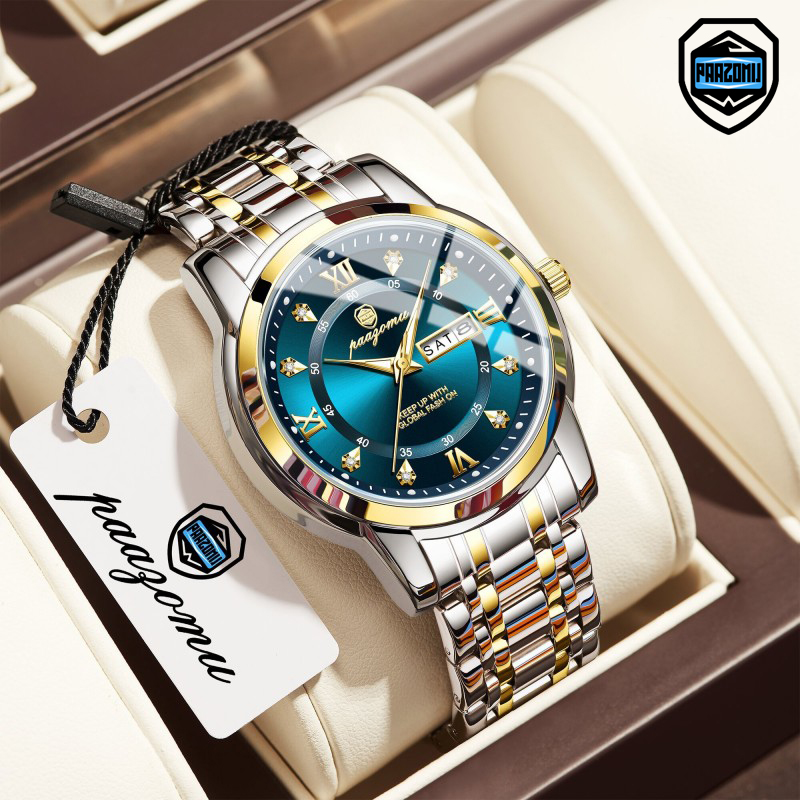 Smartwatch Casual Watches For Men - PAAZOMU นาฬิกาผู้ชายผู้หญิงเพชรธุรกิจเดรสอนาล็อกควอตซ์สแตนเลสกันน้ำส่องสว่างวันที่หรูหราสบายๆนาฬิกาข้อมือ