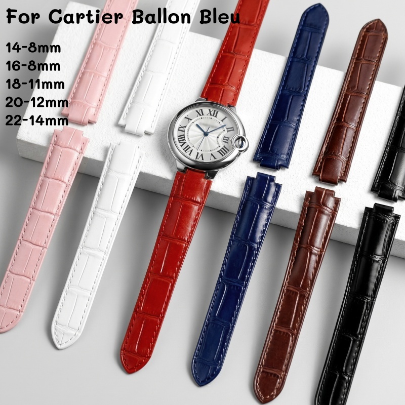Cartier Watch Ballon Bleu - สายนาฬิกาหนังแบบโค้งสองด้าน สำหรับ Cartier Ballon Bleu &