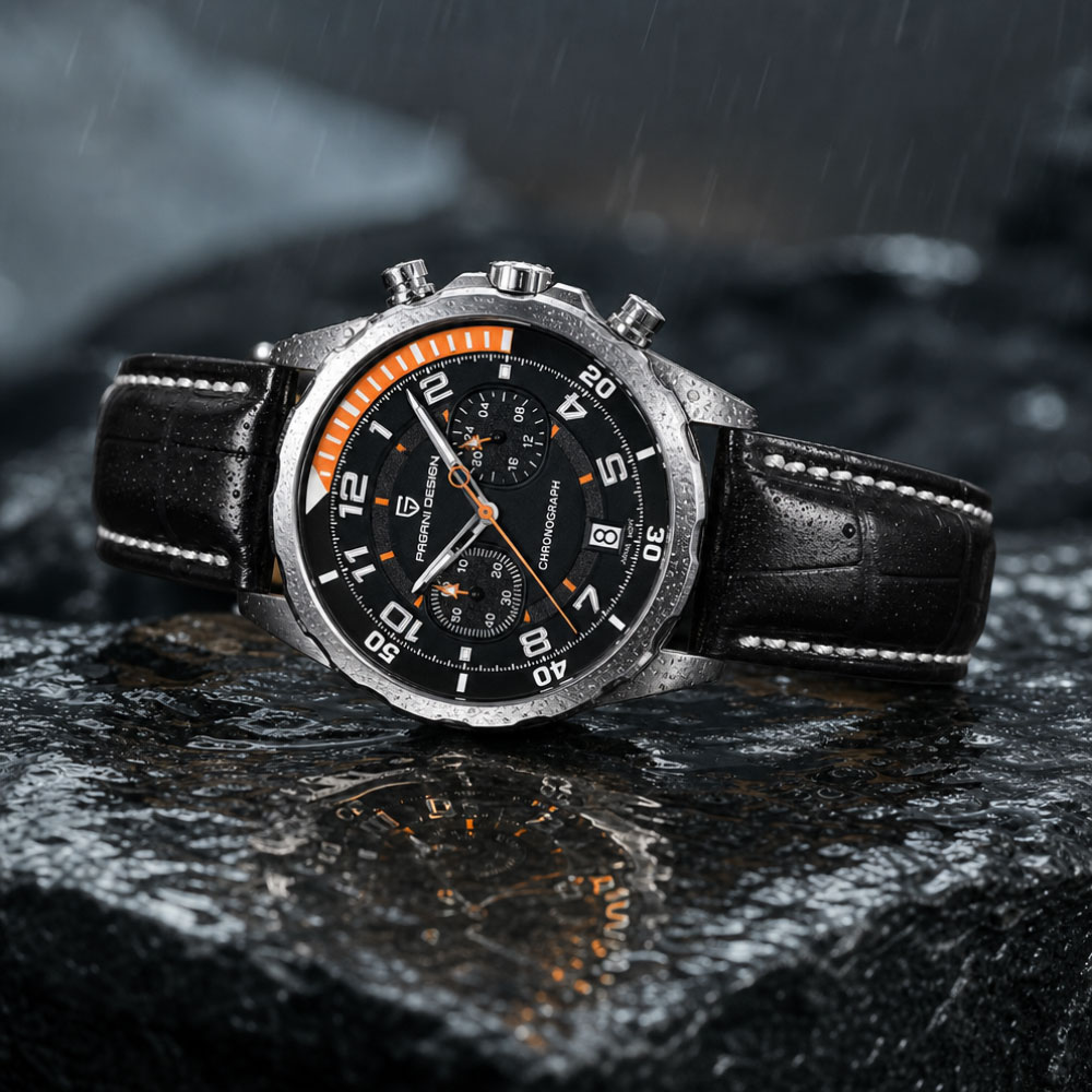Chronograph Sport Watch - PAGANI DESIGN นาฬิกาข้อมือหนังคลาสสิกสำหรับผู้ชายญี่ปุ่น VK64 ควอตซ์นาฬิกาข้อมือแบรนด์ชั้นนำกีฬานาฬิกากันน้ำสำหรับของขวัญผู้ชาย