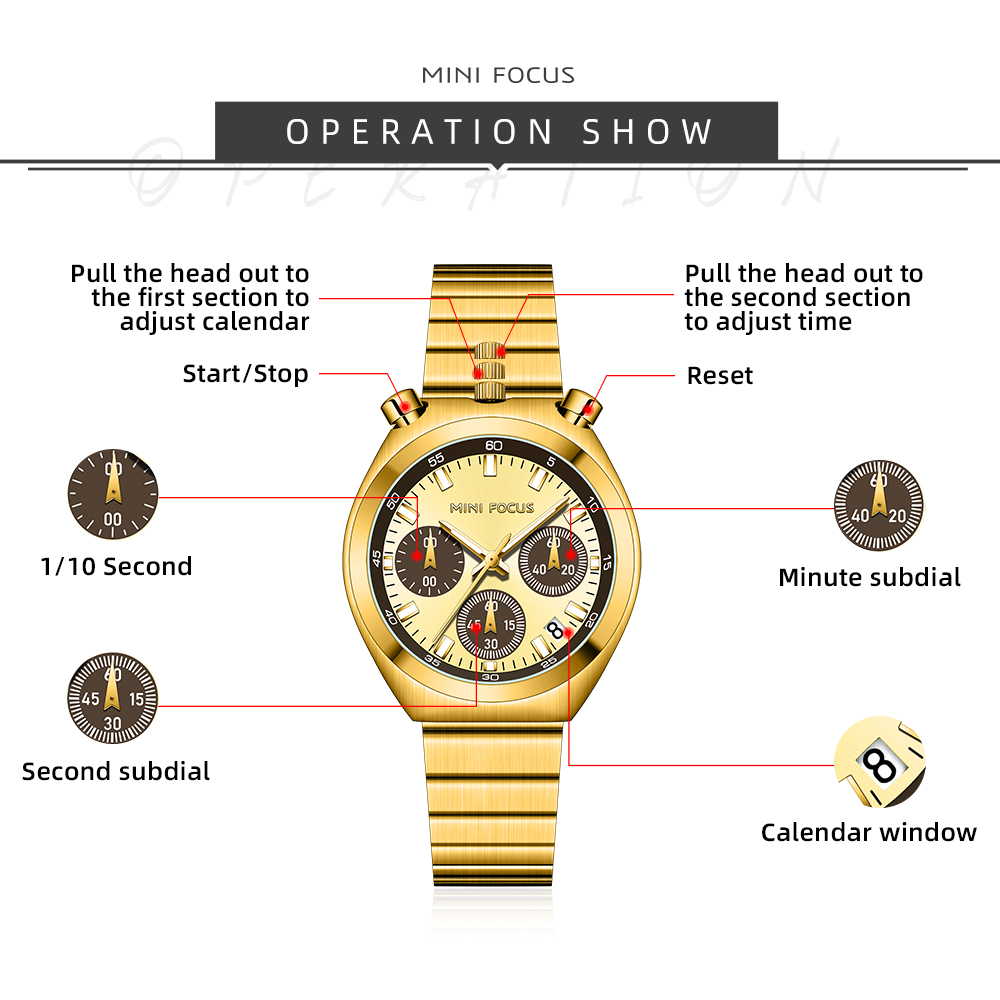 Minifocus นาฬิกาแฟชั่นผู้หญิงล - Chronograph Sport Watch บทวิจารณ์และราคา