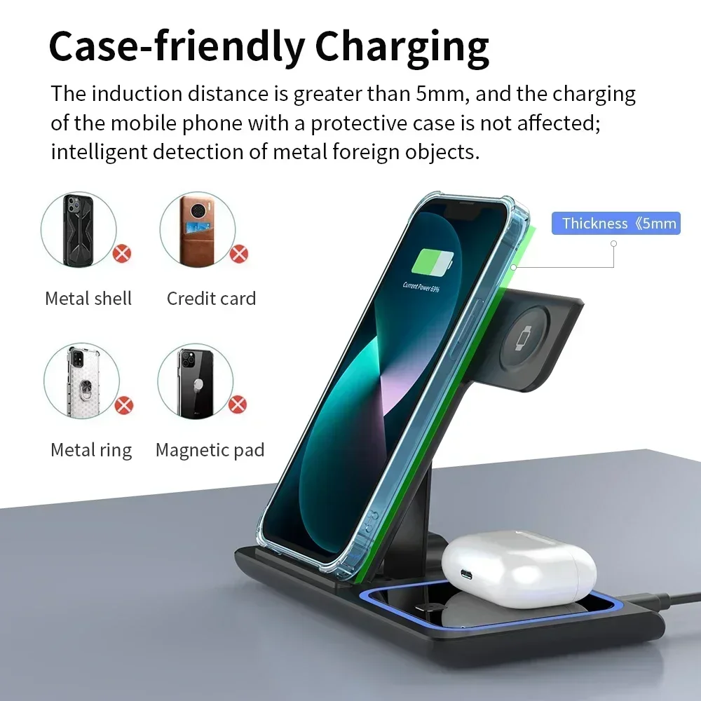 3 In 1 Wireless Charger พับไฟ  - Smartwatch Phone Watches บทวิจารณ์และราคา