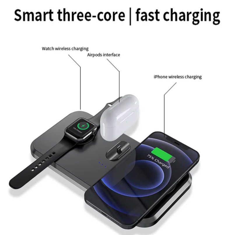 แท่นชาร์จไร้สาย 3 in 1 แบบแบน  - Smartwatch Phone Watches บทวิจารณ์และราคา