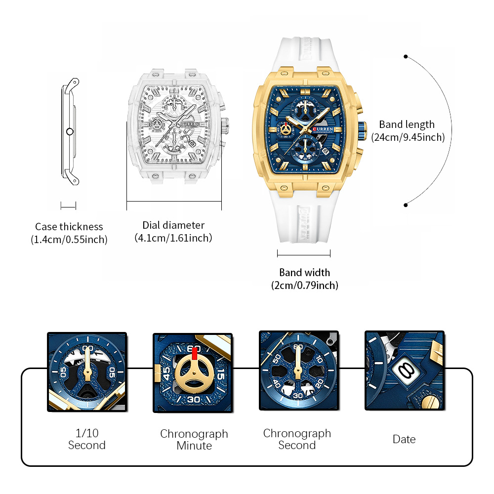 CURREN นาฬิกาวินเทจสุดหรูสำหรั - Chronograph Sport Watch บทวิจารณ์และราคา
