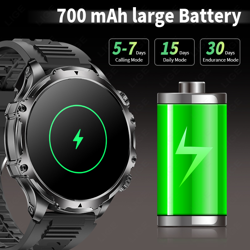 LIGE 700Mahแบตเตอรี่ขนาดใหญ่ไฟ - Smartwatch Latest Watches For Men บทวิจารณ์และราคา
