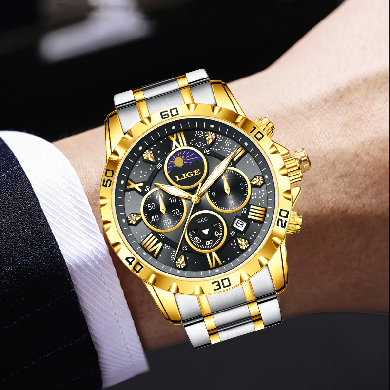 LIGE แบรนด์ชั้นนำหรูหราควอตซ์น - Chronograph Sport Watch บทวิจารณ์และราคา