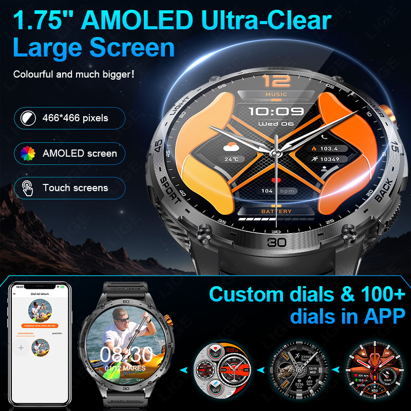 LIGE แบตเตอรี่ขนาดใหญ่ 730mAh  - Smartwatch Latest Watches For Men บทวิจารณ์และราคา