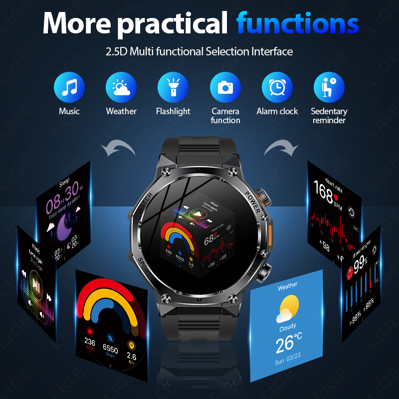 LIGE ผู้ชายใหม่ 800mAh อายุการ - Smartwatch Latest Watches For Men บทวิจารณ์และราคา