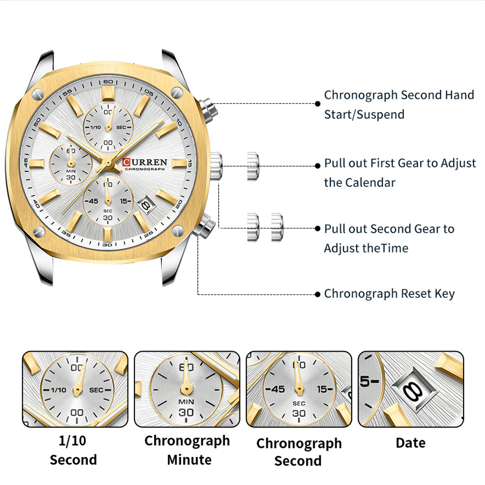 CURREN นาฬิกาสปอร์ตสำหรับผู้ชา - Chronograph Sport Watch บทวิจารณ์และราคา